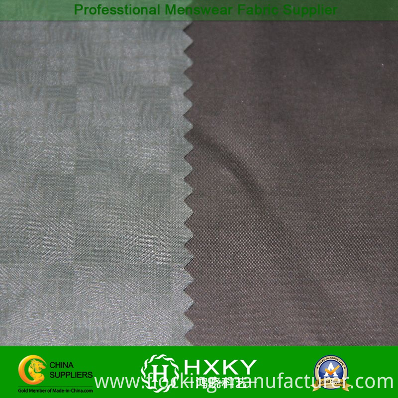 Gradient Checks Embossed Polyester Taffeta Fabric for Men's Jacket